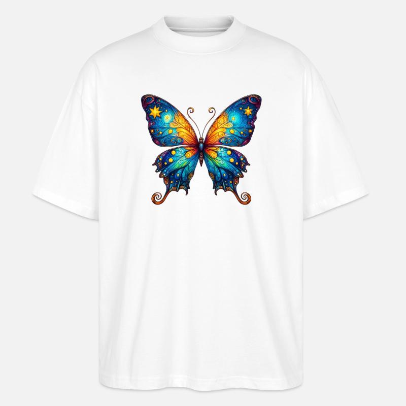 Van Gogh Schmetterling - Stanley/Stella Oversized Unisex Bio T-Shirt Blaster 2.0 - Weiß