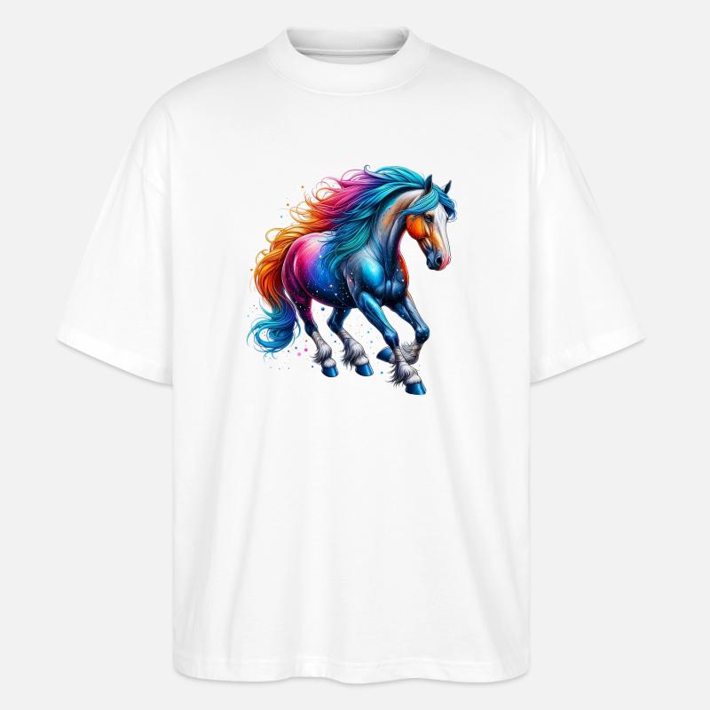 Pferd - Stanley/Stella Oversized Unisex Bio T-Shirt Blaster 2.0 - Weiß