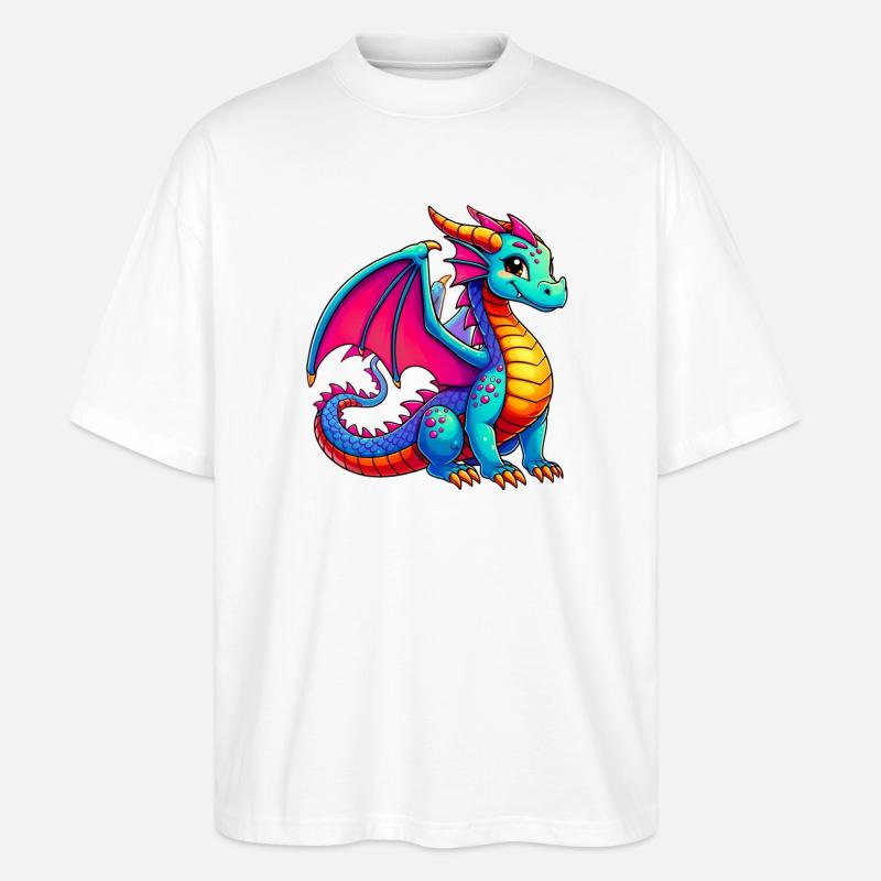 Drache - Stanley/Stella Oversized Unisex Bio T-Shirt Blaster 2.0 - Weiß
