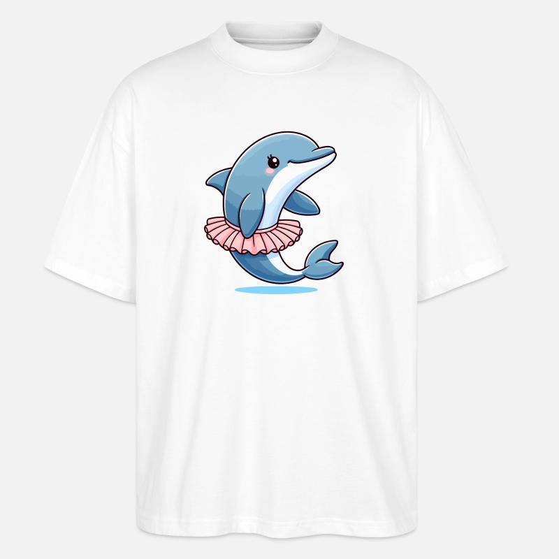 Dauphin de ballet : Vagues gracieuses - T-shirt bio Blaster 2.0 coupe oversize Stanley/Stella Unisexe - blanc