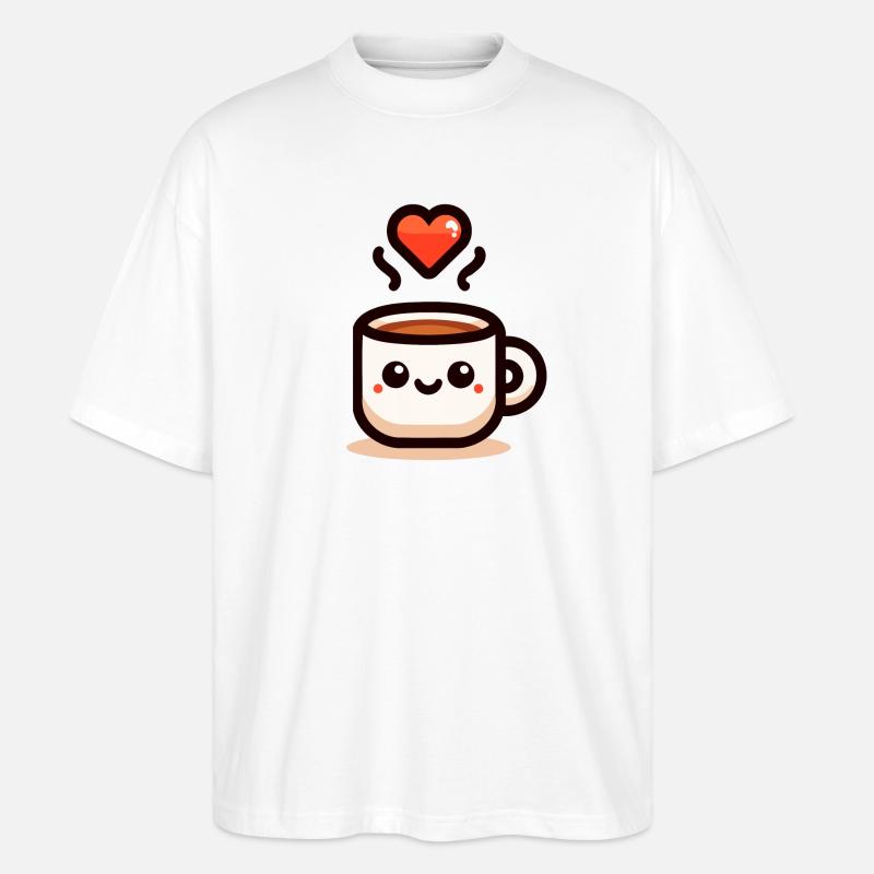 Cheery Cuppa : une gorgée d’amour - T-shirt bio Blaster 2.0 coupe oversize Stanley/Stella Unisexe - blanc