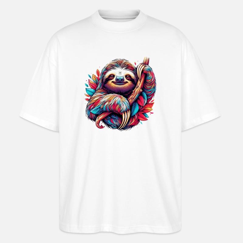Faultier - Stanley/Stella Oversized Unisex Bio T-Shirt Blaster 2.0 - Weiß