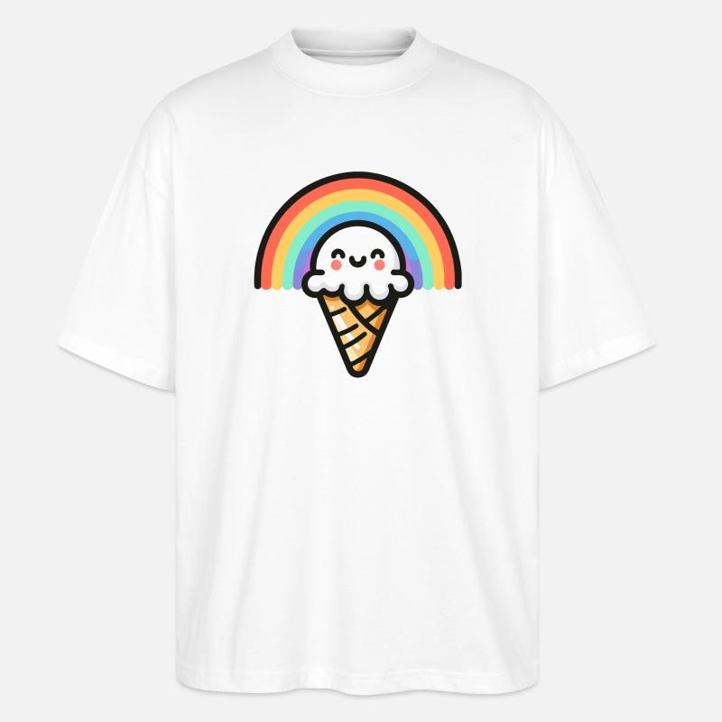 Rainbow Scoop: Der süßeste Bogen - Stanley/Stella Oversized Unisex Bio T-Shirt Blaster 2.0 - Weiß