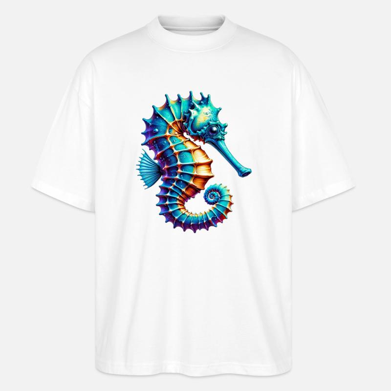 Seepferdchen - Stanley/Stella Oversized Unisex Bio T-Shirt Blaster 2.0 - Weiß