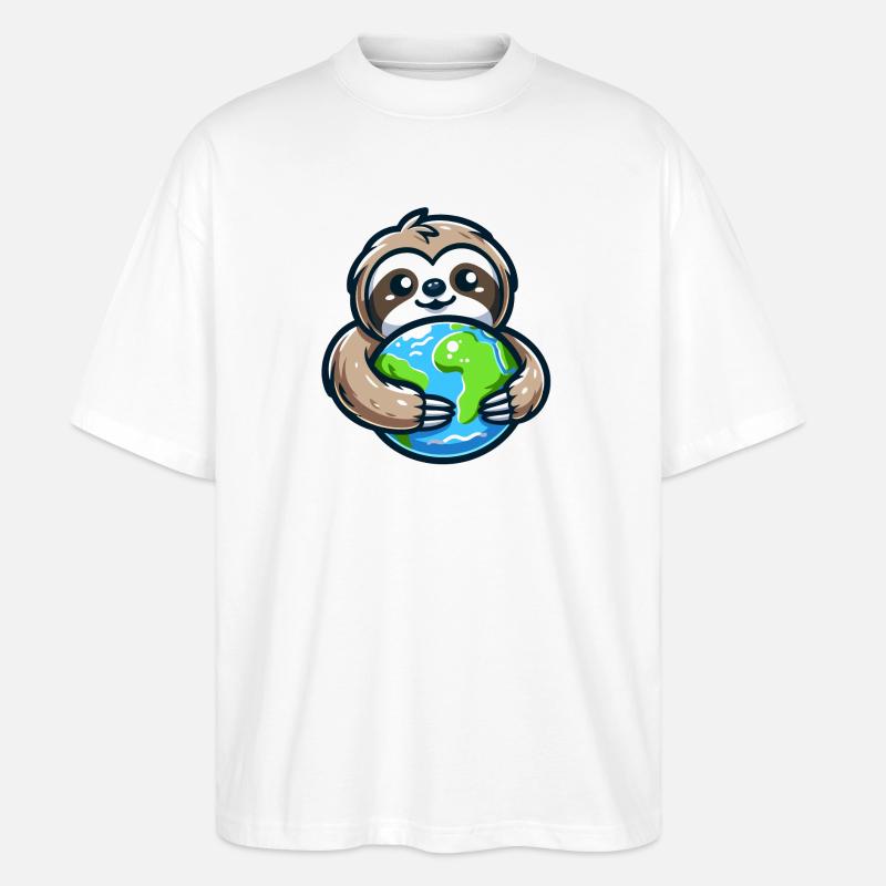 Umarme das Erdfaultier - Stanley/Stella Oversized Unisex Bio T-Shirt Blaster 2.0 - Weiß