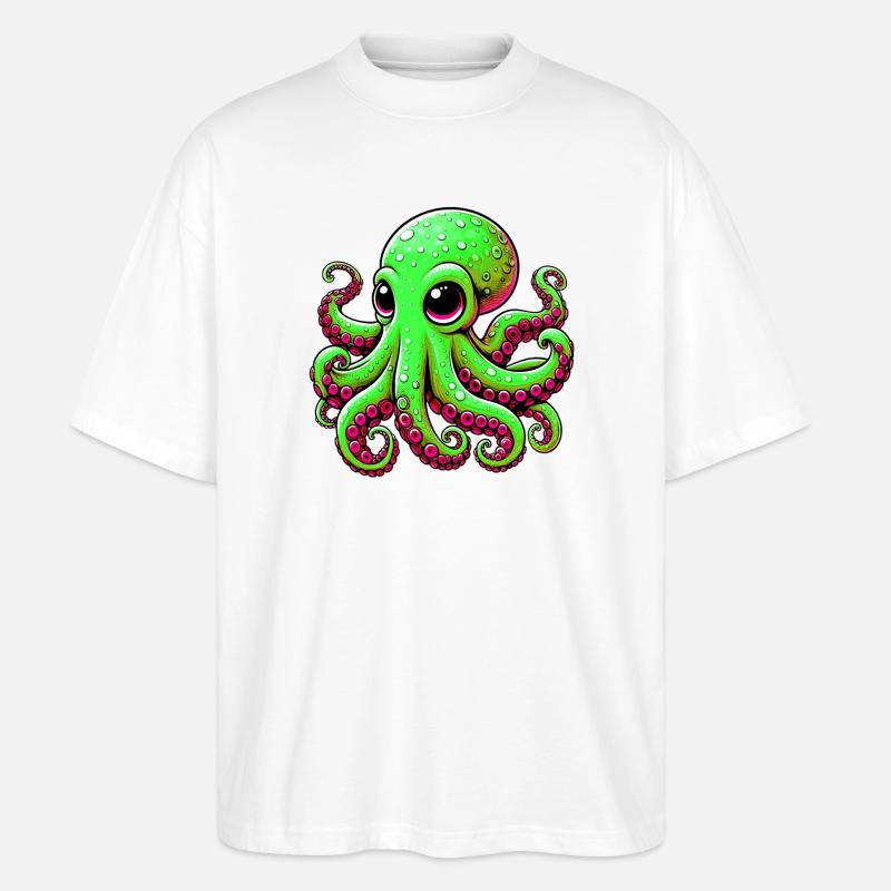 Octopus - Stanley/Stella Oversized Unisex Organic T-shirt Blaster 2.0 - white