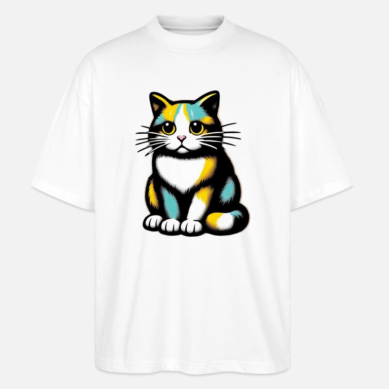 Katze - Stanley/Stella Oversized Unisex Bio T-Shirt Blaster 2.0 - Weiß