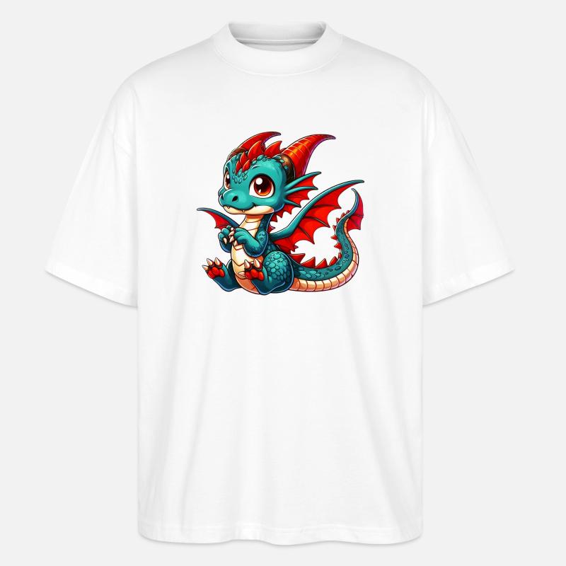 Drache - Stanley/Stella Oversized Unisex Bio T-Shirt Blaster 2.0 - Weiß