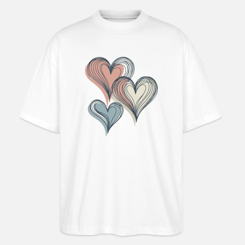 Pastellherzen Linienkunst - Stanley/Stella Oversized Unisex Bio T-Shirt Blaster 2.0 - Weiß