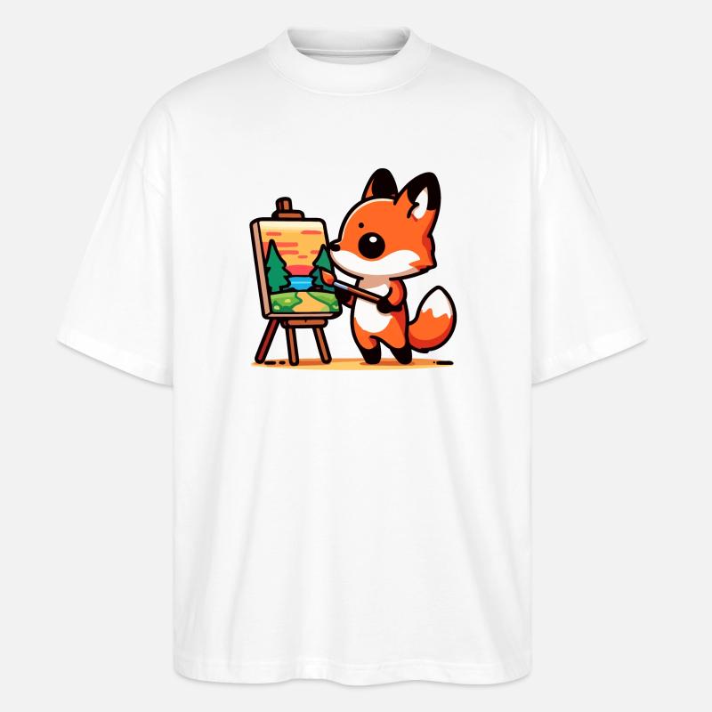 Fox Palette: Der Waldmaler - Stanley/Stella Oversized Unisex Bio T-Shirt Blaster 2.0 - Weiß