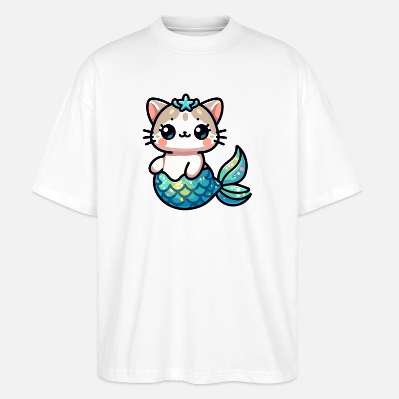Purrmaid Sparkle: Das Meereskätzchen - Stanley/Stella Oversized Unisex Bio T-Shirt Blaster 2.0 - Weiß