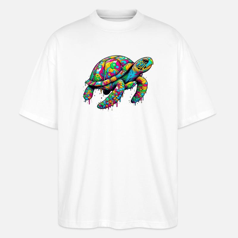 Schildkröte - Stanley/Stella Oversized Unisex Bio T-Shirt Blaster 2.0 - Weiß