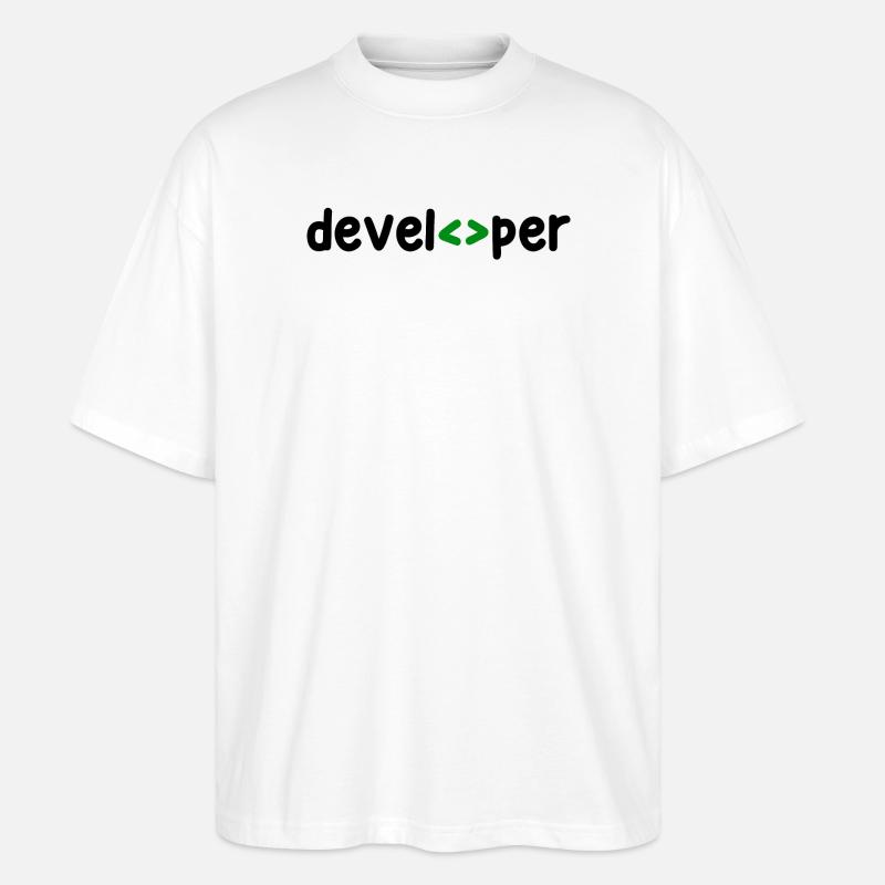 Développeur Spruch Coden Softwareentwickler Nerd - T-shirt bio Blaster 2.0 coupe oversize Stanley/Stella Unisexe - blanc