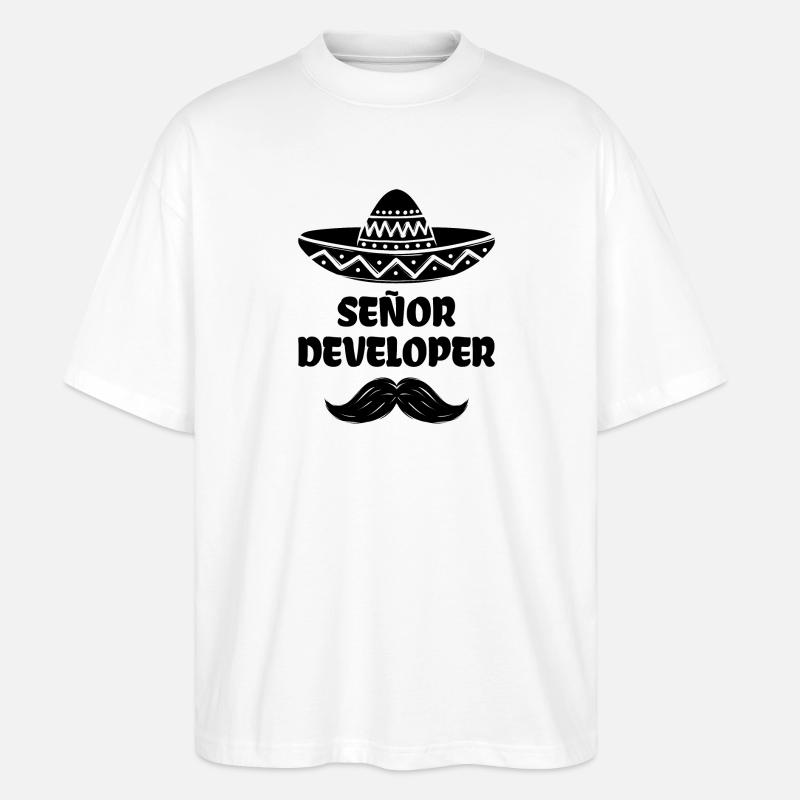 Developer Statement Scripting Dev Computergeek - Stanley/Stella Oversized Unisex Organic T-shirt Blaster 2.0 - white