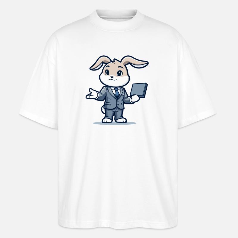 Techie Hopper: Das Unternehmenskaninchen - Stanley/Stella Oversized Unisex Bio T-Shirt Blaster 2.0 - Weiß