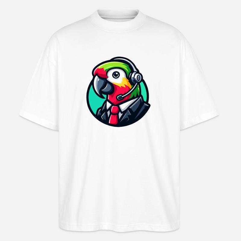 Parrot Professioneller Chat-Support - Stanley/Stella Oversized Unisex Bio T-Shirt Blaster 2.0 - Weiß