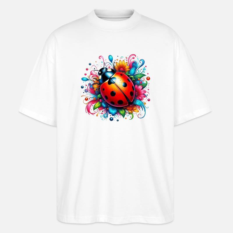Marienkäfer - Stanley/Stella Oversized Unisex Bio T-Shirt Blaster 2.0 - Weiß