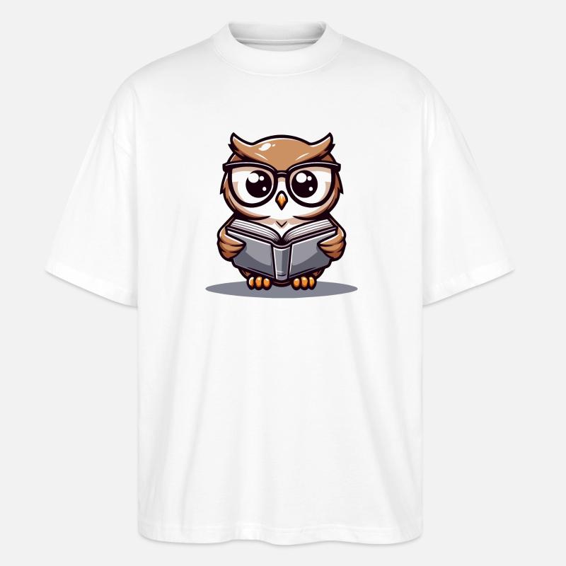 Weise Worte: Die Bücherwule - Stanley/Stella Oversized Unisex Bio T-Shirt Blaster 2.0 - Weiß