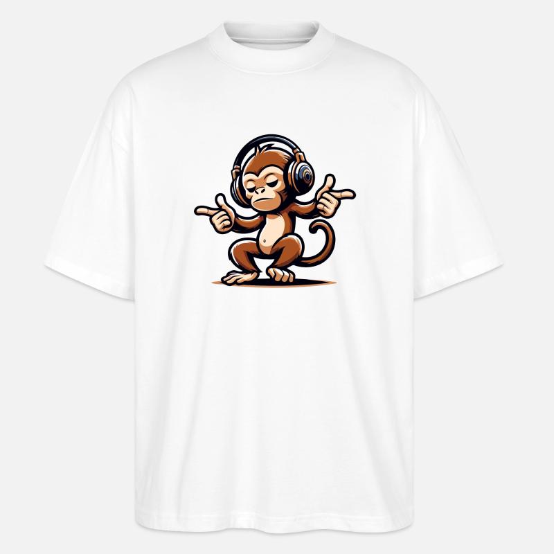 Der Mix Master Monkey - Stanley/Stella Oversized Unisex Bio T-Shirt Blaster 2.0 - Weiß