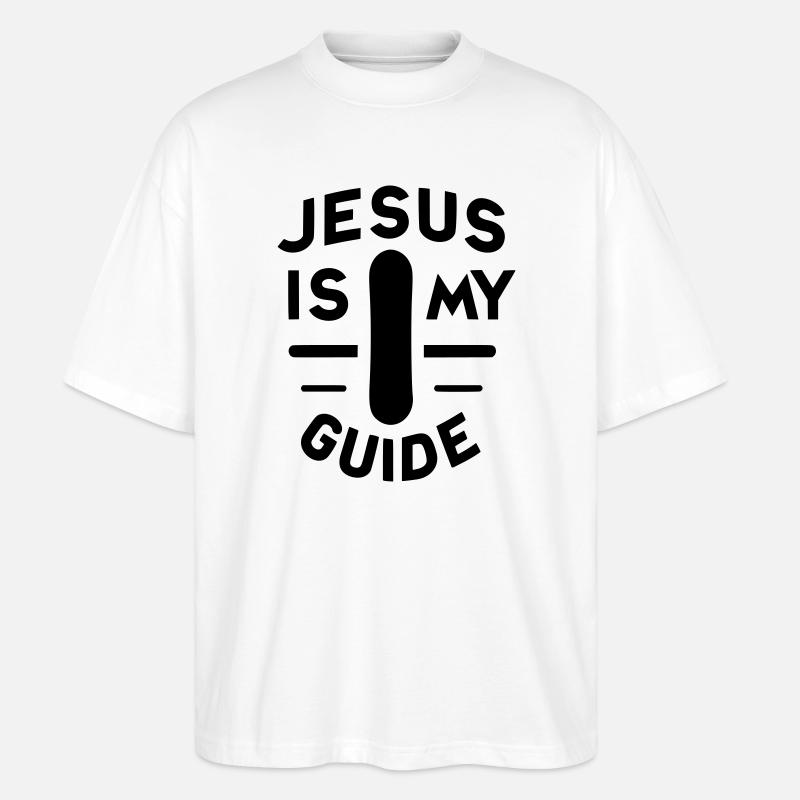 Jésus est mon guide - Snowboard - T-shirt bio Blaster 2.0 coupe oversize Stanley/Stella Unisexe - blanc