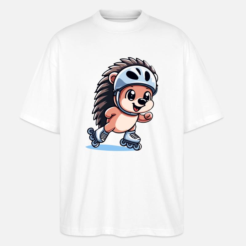 Speedy Hedgehog: Rollschuh-Champion - Stanley/Stella Oversized Unisex Bio T-Shirt Blaster 2.0 - Weiß