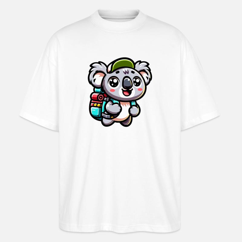Abenteuerlustiger Koala Backpacker Illustration - Stanley/Stella Oversized Unisex Bio T-Shirt Blaster 2.0 - Weiß
