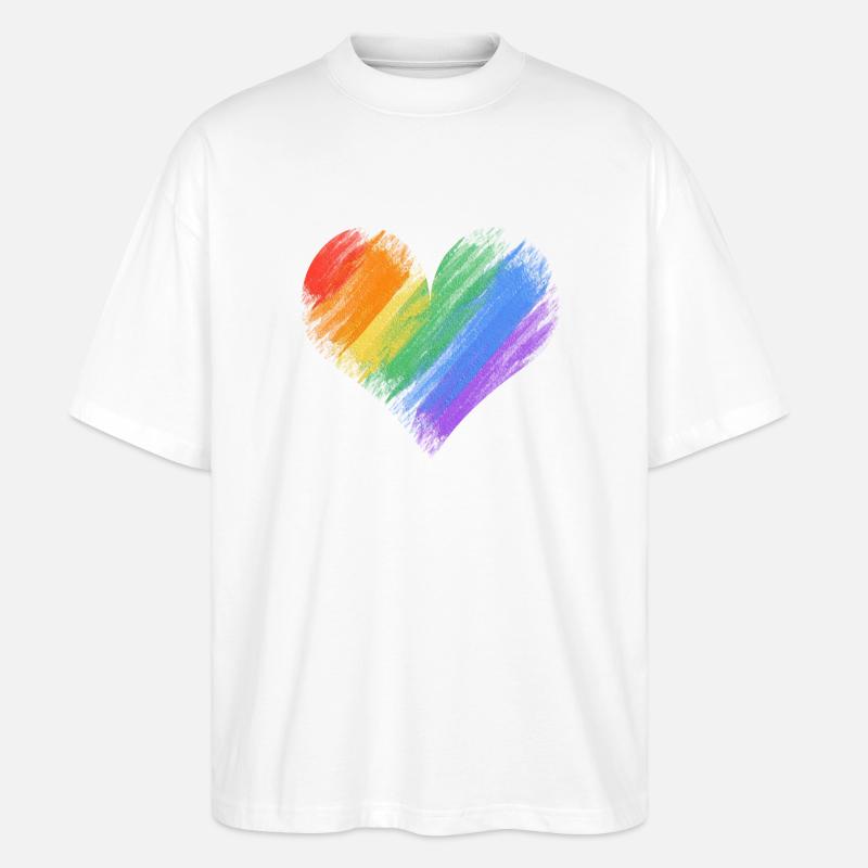 Regenbogenherz Pinselstrich - Stanley/Stella Oversized Unisex Bio T-Shirt Blaster 2.0 - Weiß