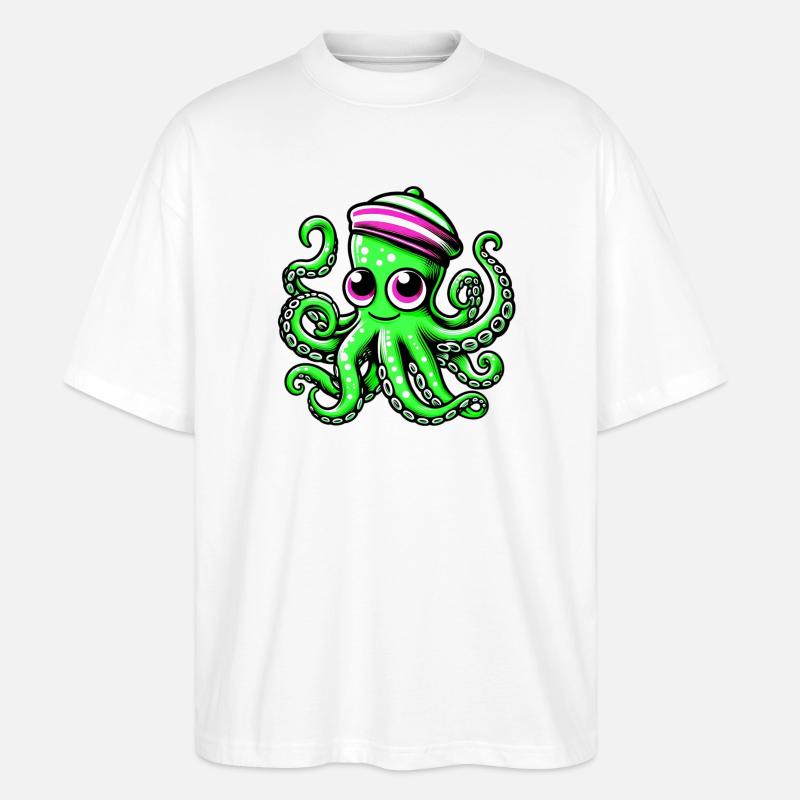 Octopus - Stanley/Stella Oversized Unisex Organic T-shirt Blaster 2.0 - white