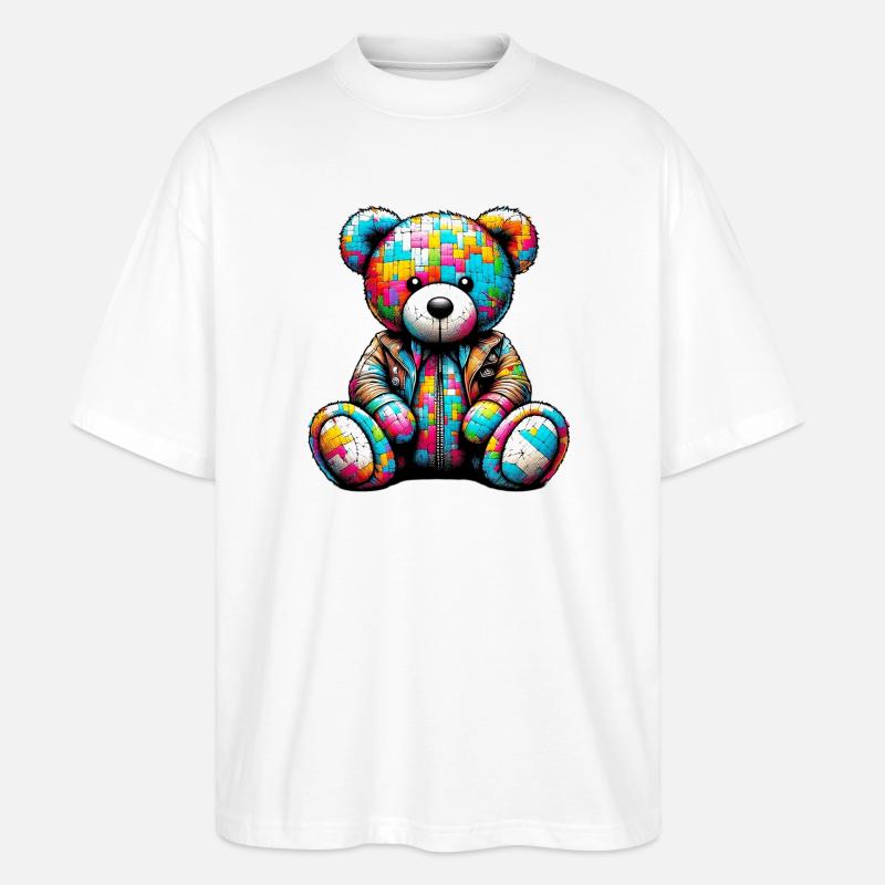 Teddybär Teddybär Lederweste - Stanley/Stella Oversized Unisex Bio T-Shirt Blaster 2.0 - Weiß