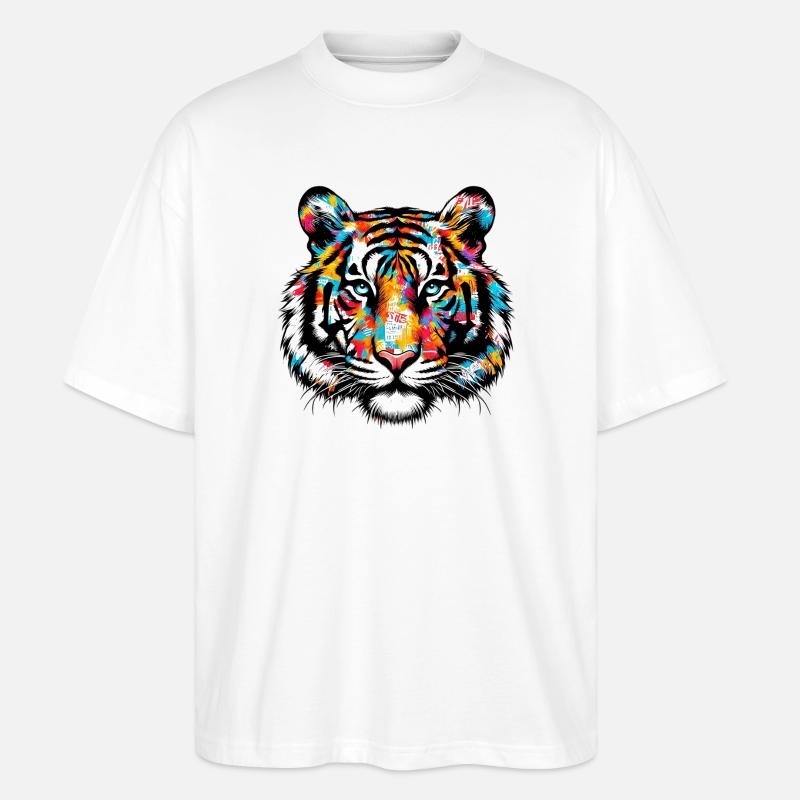 Tiger - Stanley/Stella Oversized Unisex Bio T-Shirt Blaster 2.0 - Weiß