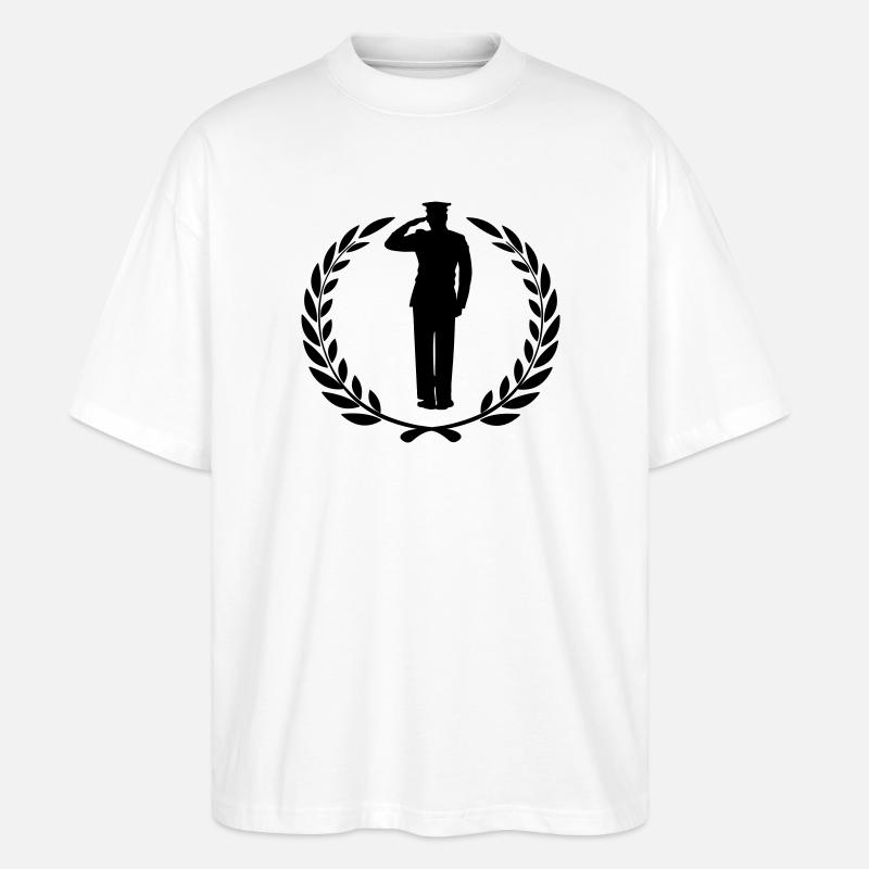 Respekt Gruß im Lorbeerkranz 2 - Stanley/Stella Oversized Unisex Bio T-Shirt Blaster 2.0 - Weiß