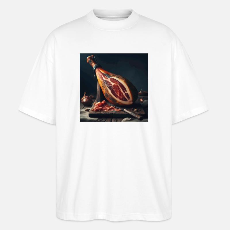 Cuisse de jambon serrano - T-shirt bio Blaster 2.0 coupe oversize Stanley/Stella Unisexe - blanc