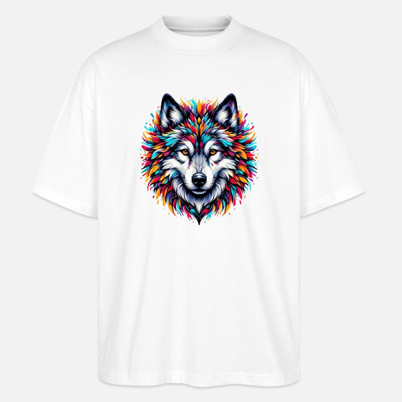 Wolf - Stanley/Stella Oversized Unisex Organic T-shirt Blaster 2.0 - white