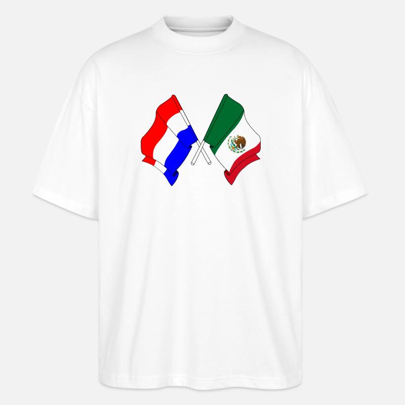 Drapeau Pays-Bas, drapeau Mexique - T-shirt bio Blaster 2.0 coupe oversize Stanley/Stella Unisexe - blanc