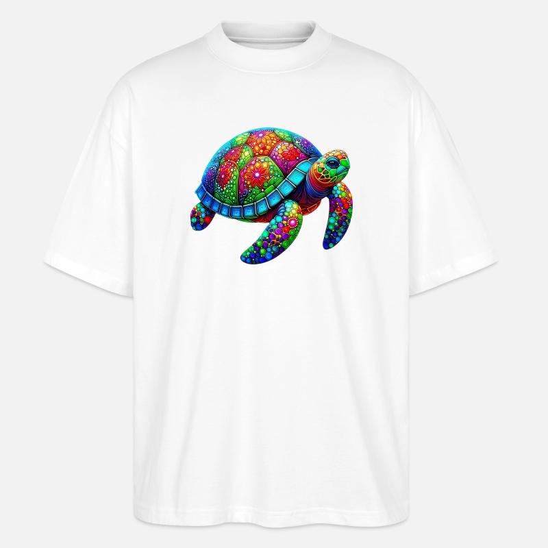 Schildkröte - Stanley/Stella Oversized Unisex Bio T-Shirt Blaster 2.0 - Weiß