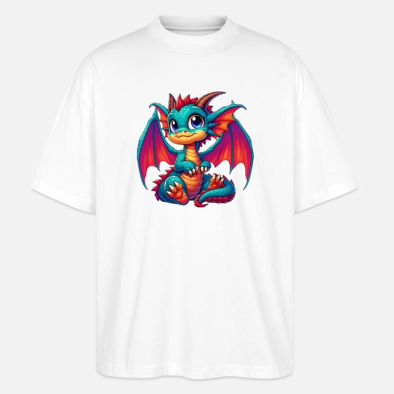 Drache - Stanley/Stella Oversized Unisex Bio T-Shirt Blaster 2.0 - Weiß