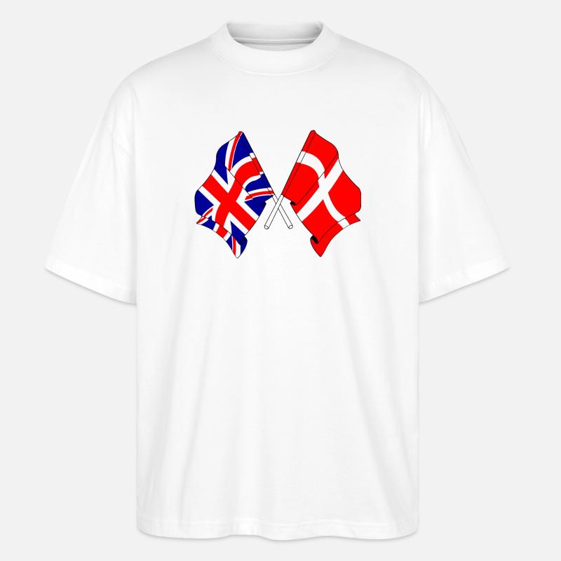 Drapeau de l’Angleterre, drapeau du Danemark - T-shirt bio Blaster 2.0 coupe oversize Stanley/Stella Unisexe - blanc