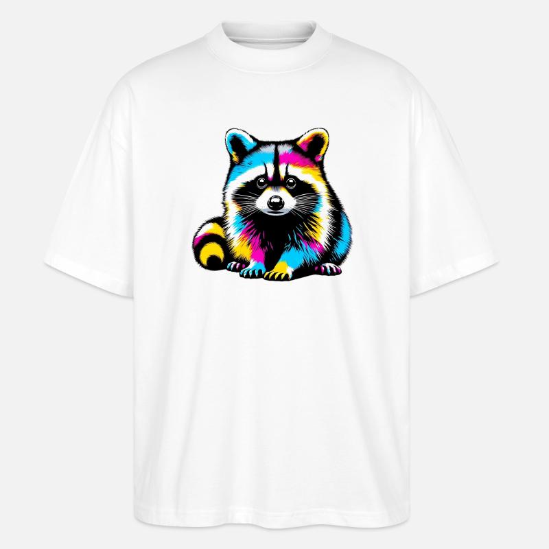 Waschbär - Stanley/Stella Oversized Unisex Bio T-Shirt Blaster 2.0 - Weiß