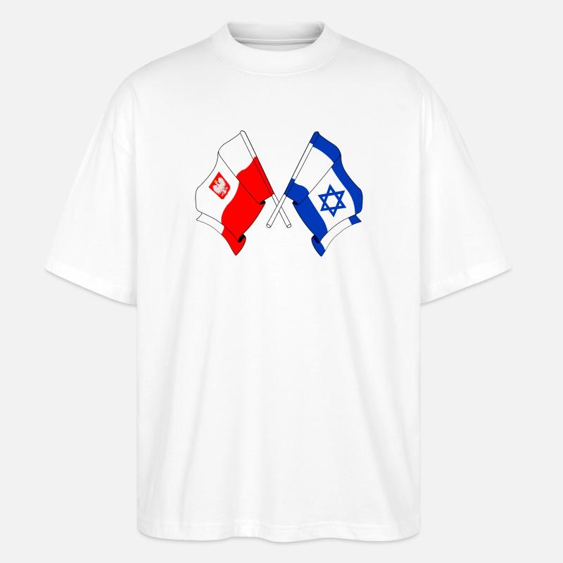 Drapeau de la Pologne, drapeau d’Israël - T-shirt bio Blaster 2.0 coupe oversize Stanley/Stella Unisexe - blanc