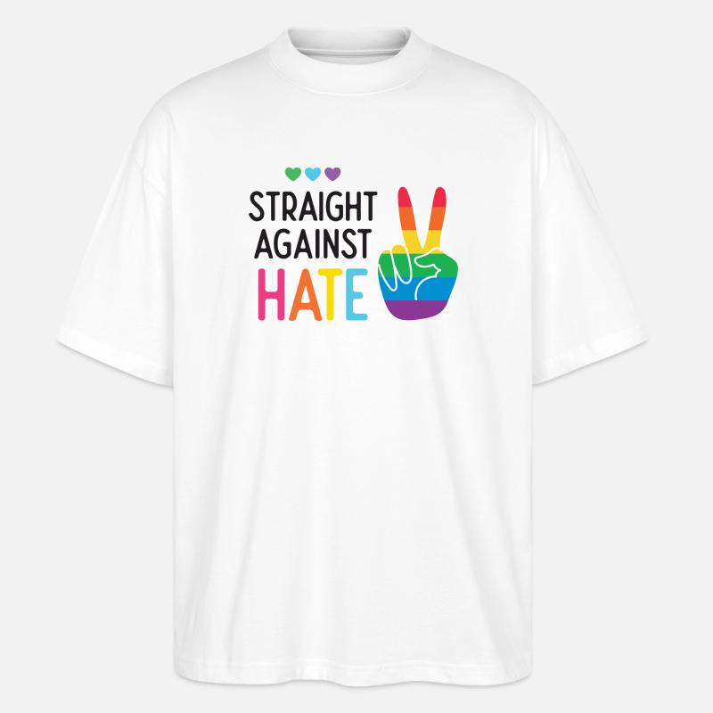 LGBT Pride Month - Straight Against Hate - Stanley/Stella Oversized Unisex Organic T-shirt Blaster 2.0 - white