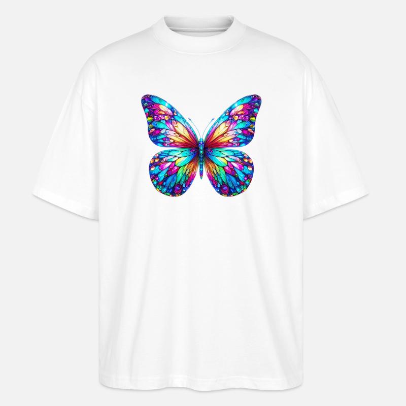 Schmetterling - Stanley/Stella Oversized Unisex Bio T-Shirt Blaster 2.0 - Weiß