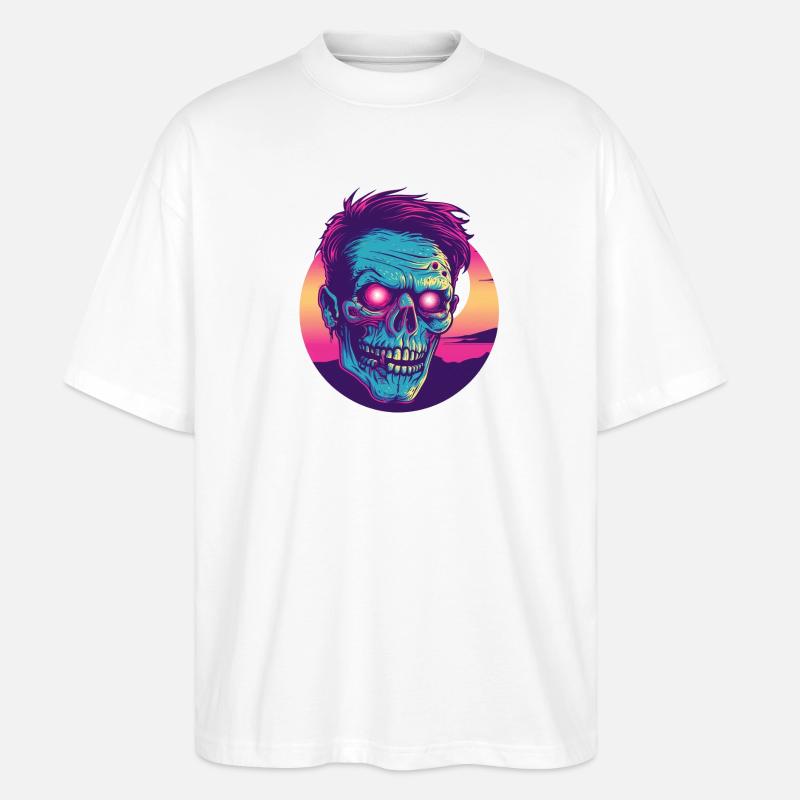 Zombie-Synthwave 2 - Stanley/Stella Oversized Unisex Bio T-Shirt Blaster 2.0 - Weiß