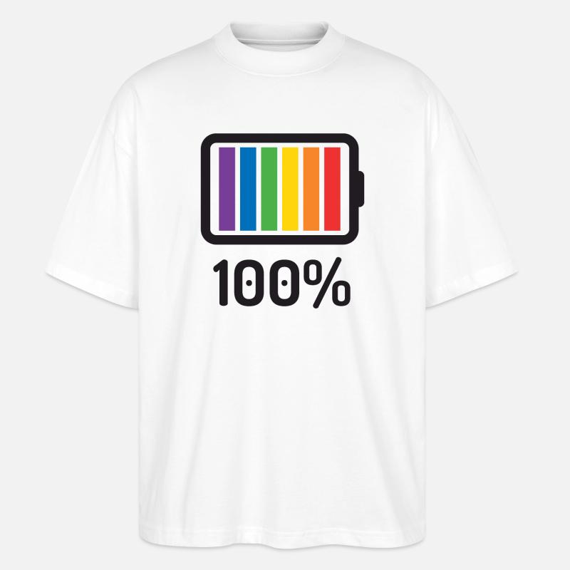 LGBT Pride Monat - 100% queer - Stanley/Stella Oversized Unisex Bio T-Shirt Blaster 2.0 - Weiß