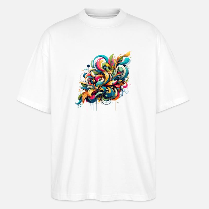 Coole florale dynamische Graffiti-Illustration - Stanley/Stella Oversized Unisex Bio T-Shirt Blaster 2.0 - Weiß