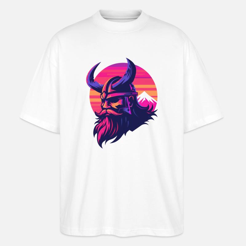 Viking synthwave 3 - Stanley/Stella Oversized Unisex Organic T-shirt Blaster 2.0 - white