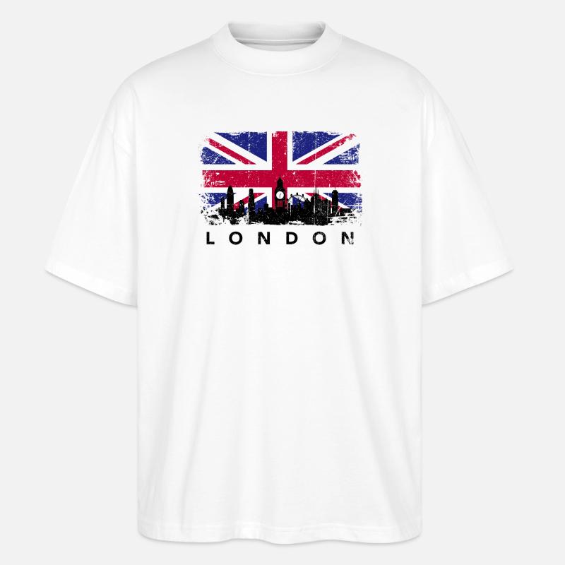 Union Jack Skyline Silhouette - Stanley/Stella Oversized Unisex Bio T-Shirt Blaster 2.0 - Weiß