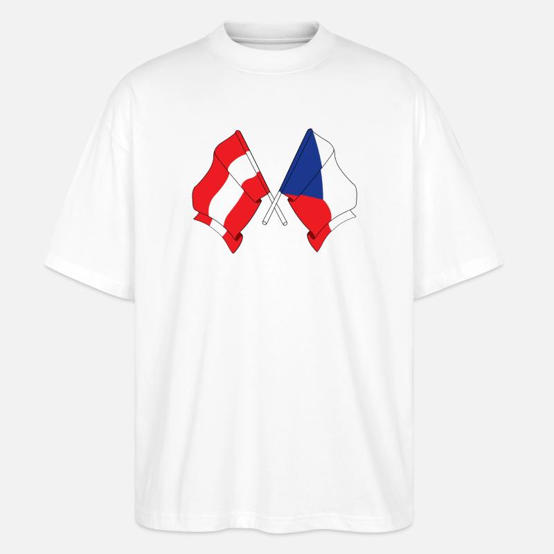 Drapeau Autriche, drapeau République tchèque - T-shirt bio Blaster 2.0 coupe oversize Stanley/Stella Unisexe - blanc
