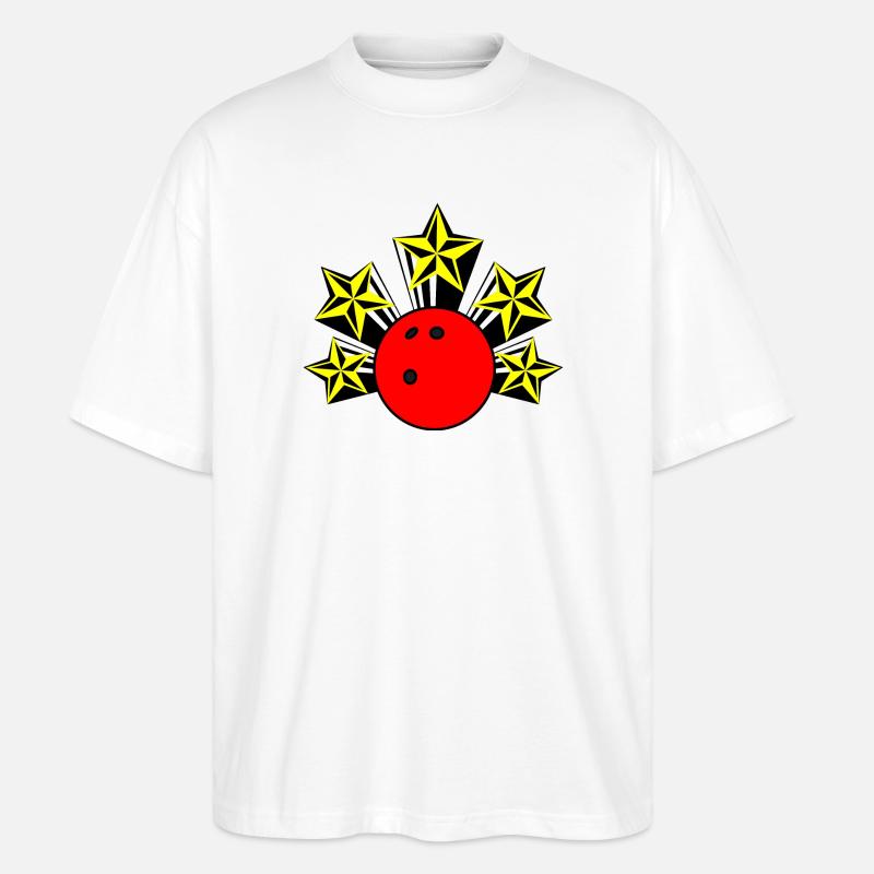 Bowlingkugel mit Sternen - Stanley/Stella Oversized Unisex Bio T-Shirt Blaster 2.0 - Weiß