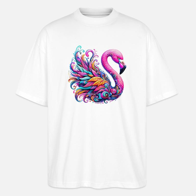 Flamingo - Stanley/Stella Oversized Unisex Bio T-Shirt Blaster 2.0 - Weiß