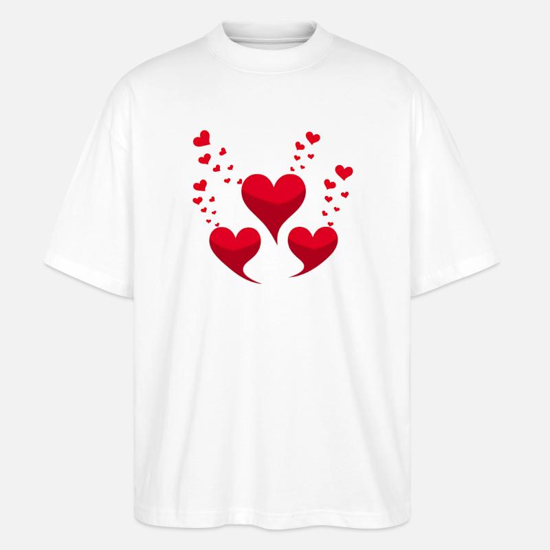 Rote Herzen - Stanley/Stella Oversized Unisex Bio T-Shirt Blaster 2.0 - Weiß